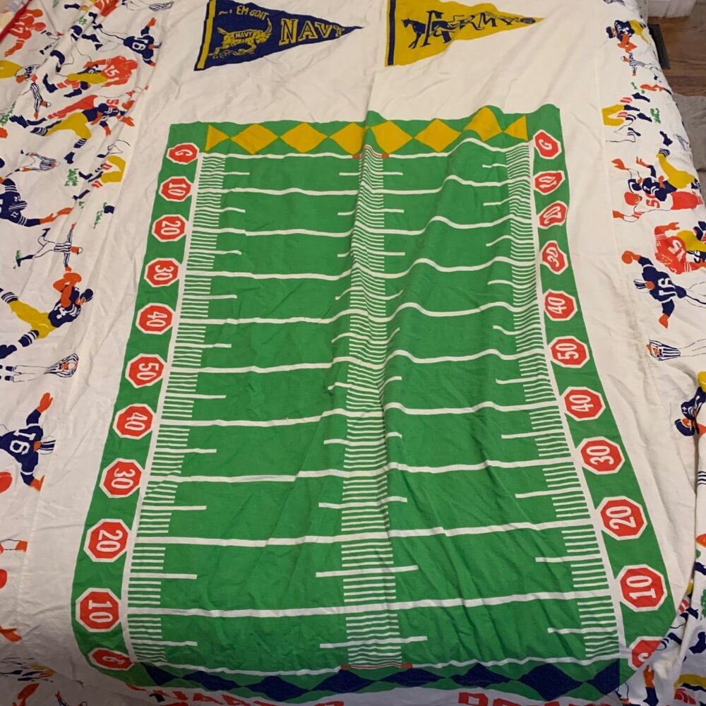 Vintage Army Vs. Navy Football Blanket Twin Size Cotton Sports Theme Bedding